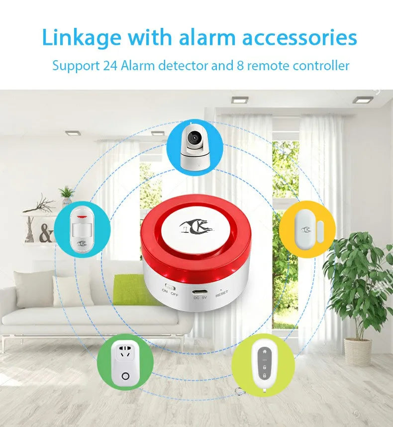 Smart Home Security System Wireless WIFI Siren with Door Contact PIR Sensor - Home Alarm Wireless Siren WIFI Siren