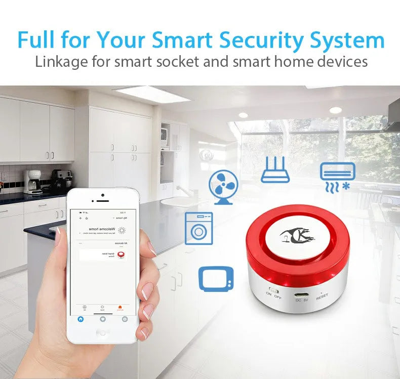Smart Home Security System Wireless WIFI Siren with Door Contact PIR Sensor - Home Alarm Wireless Siren WIFI Siren