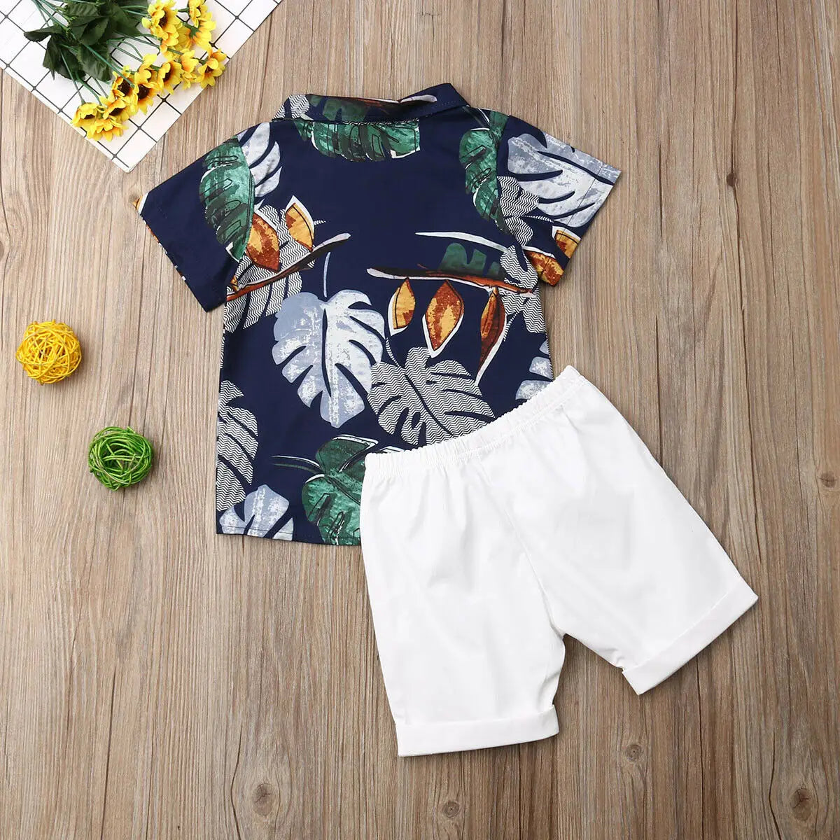 Citgeett Summer Kid Baby Boy Cotton Clothes Print Outfits Gentleman Short T-Shirt+Pants Tops Gentle Beachwear Set