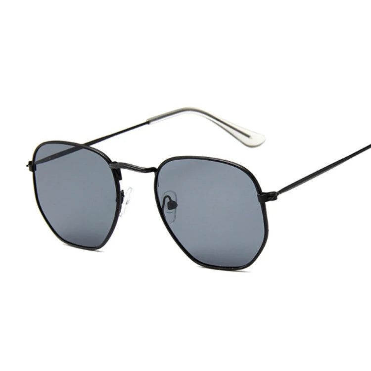 Hexagon Sunglasses Man Classic Brand Flat Lens Clear Sun Glasses Male Female Retro Small Metal Frame Square Glass
