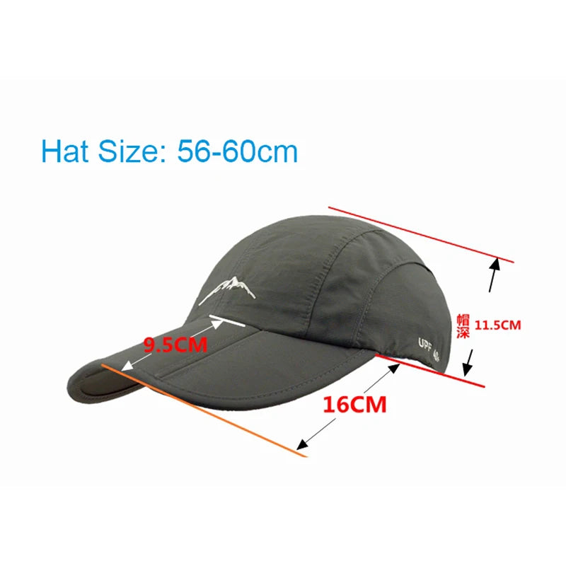 Waterproof Outdoor Sport Baseball Cap Unisex Spring Summer Quick Drying Hat Breathable Cap Foldable Cycling hat Sun Protection