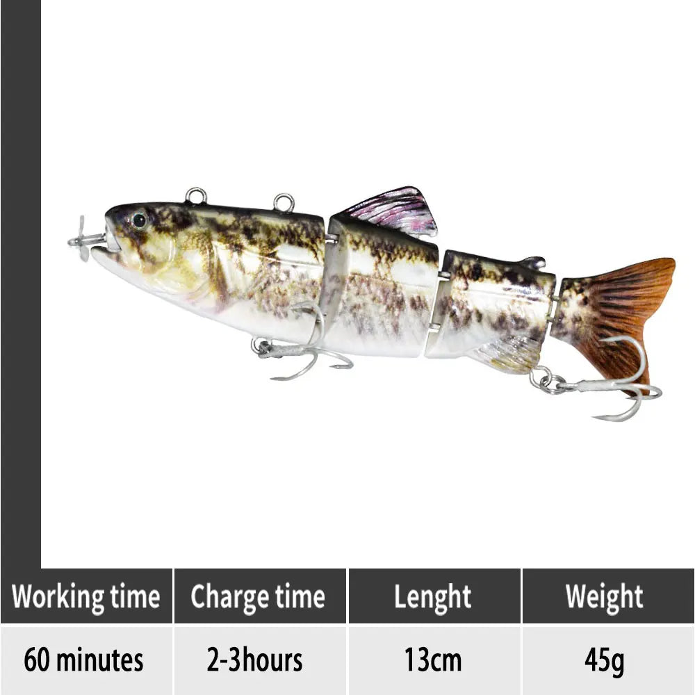 small 10cm Robotic Swimming Lures Fishing Auto Electric Lure Bait Wobblers For Swimbait USB Rechargeable Flashing LED light