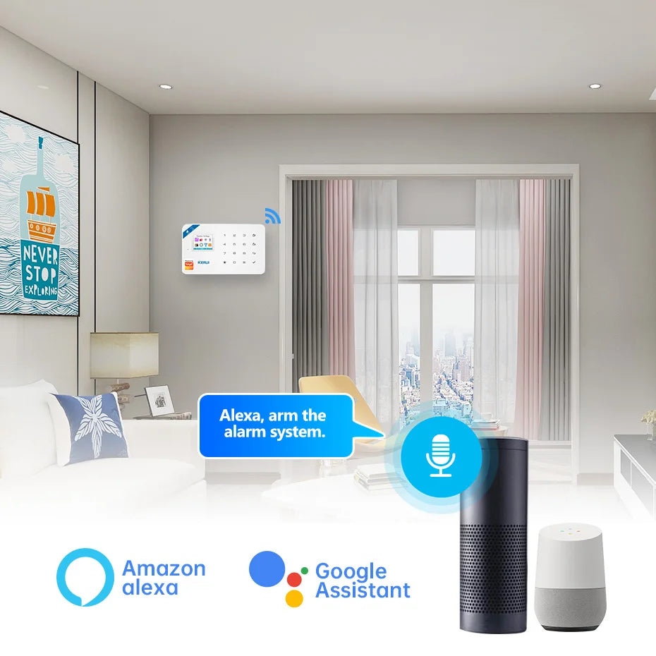 KERUI 4G/2G Smart Home Security Alarm System with Door Sensor Motion Detector Siren Tuya Smart WIFI GSM Burglar Alarm Kit