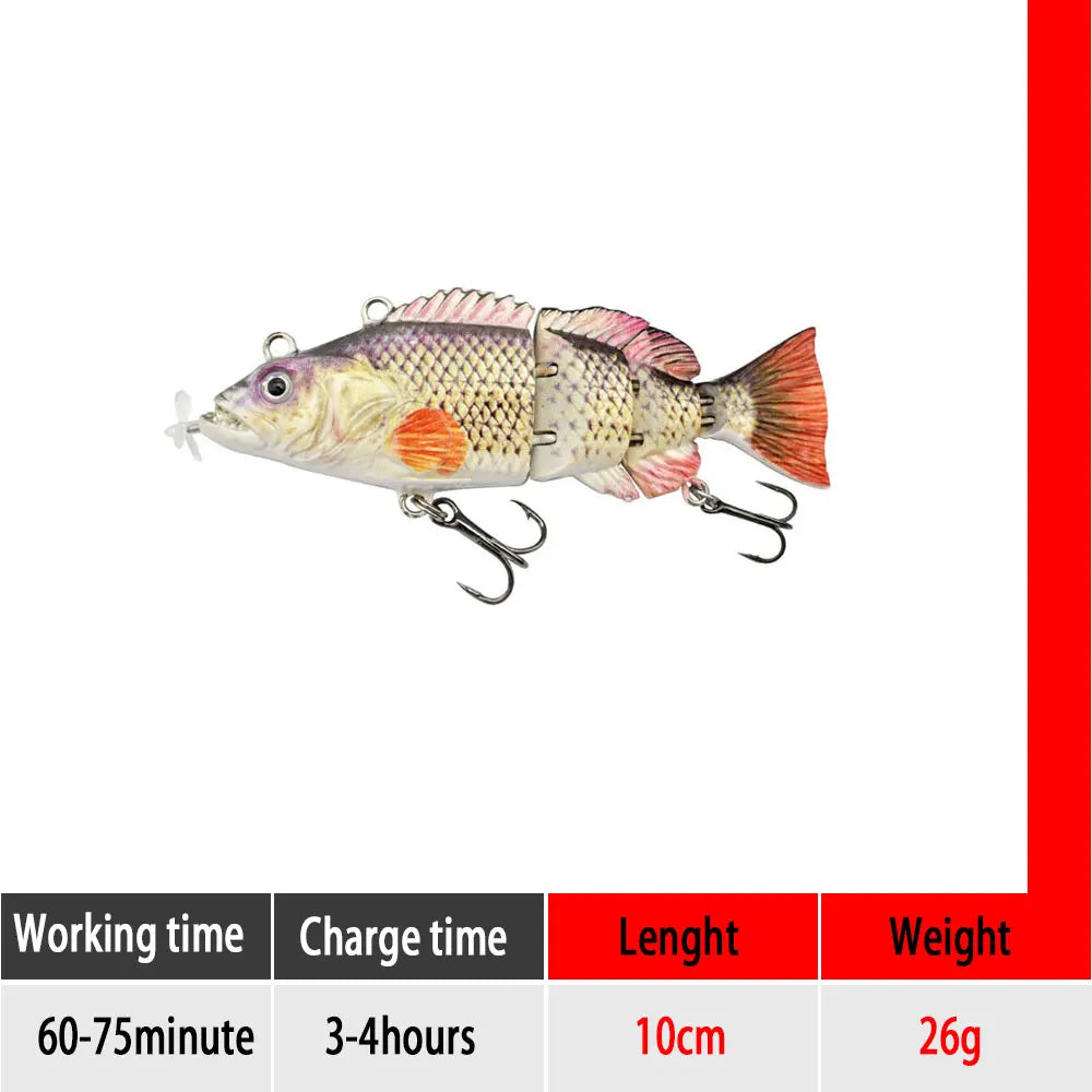 small 10cm Robotic Swimming Lures Fishing Auto Electric Lure Bait Wobblers For Swimbait USB Rechargeable Flashing LED light