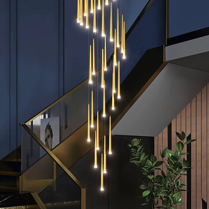 staircase Ceiling chandelier Home decor loft style modern nordic lamp led lights black pendant lamp 2021 Hanging light fixture