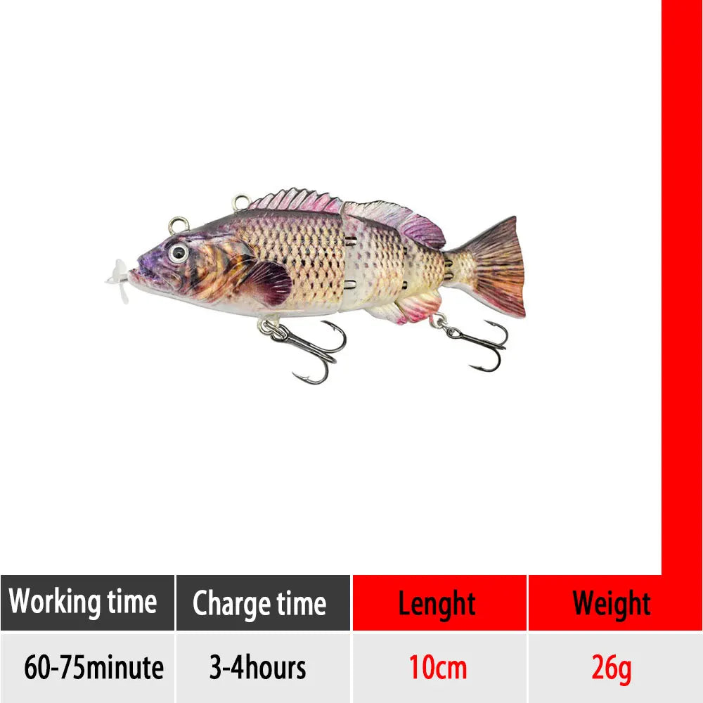 small 10cm Robotic Swimming Lures Fishing Auto Electric Lure Bait Wobblers For Swimbait USB Rechargeable Flashing LED light