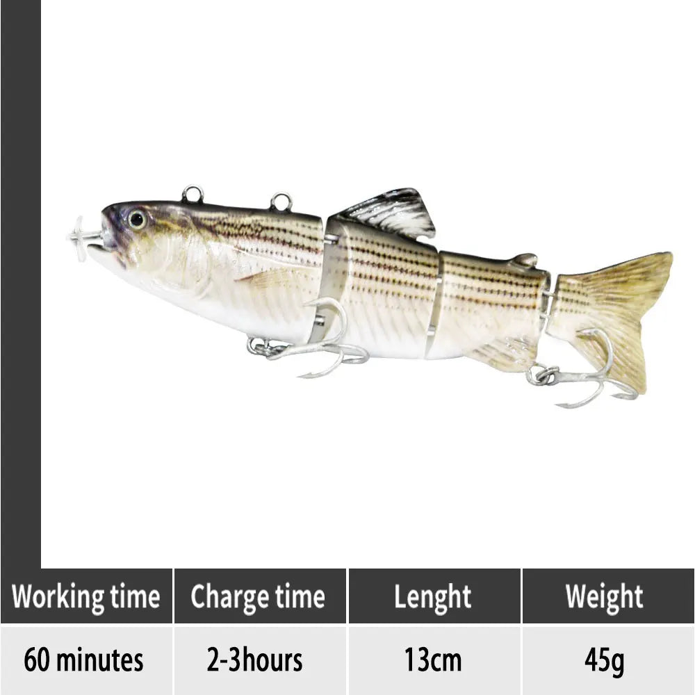 small 10cm Robotic Swimming Lures Fishing Auto Electric Lure Bait Wobblers For Swimbait USB Rechargeable Flashing LED light