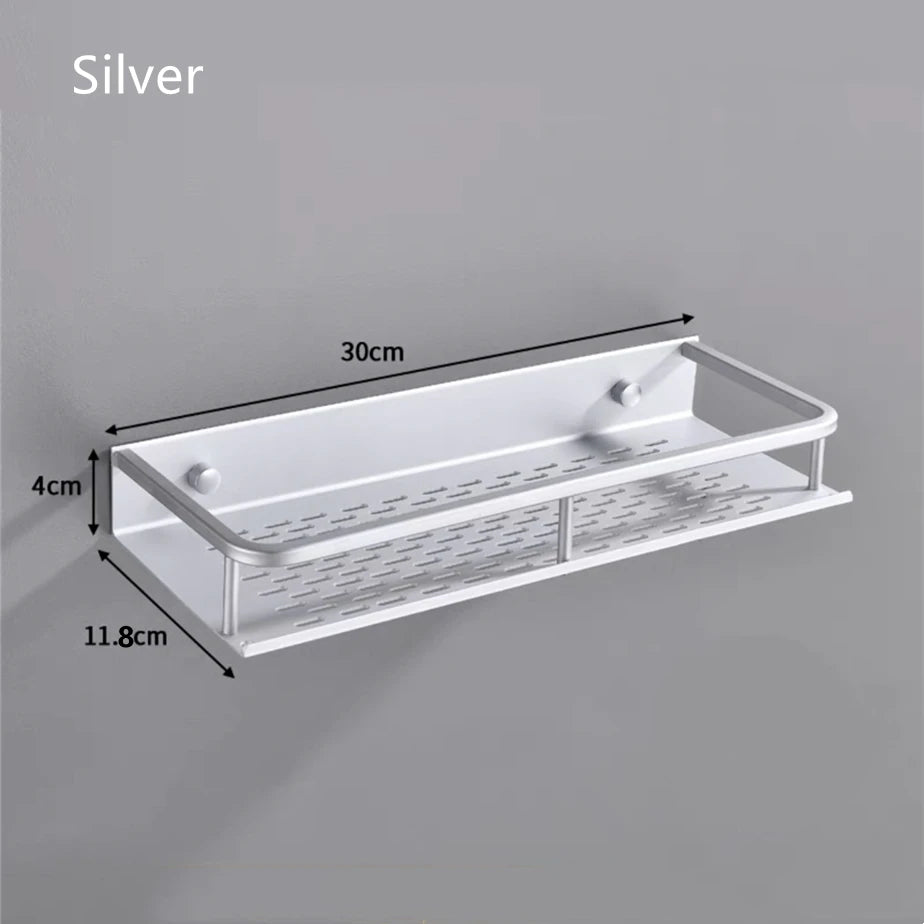 Bathroom/Kitchen Storage Rack Silver Space Aluminum Toilet Cosmetics Shelf Bath Hardware Pendant Organizer Rack With Towel Bars