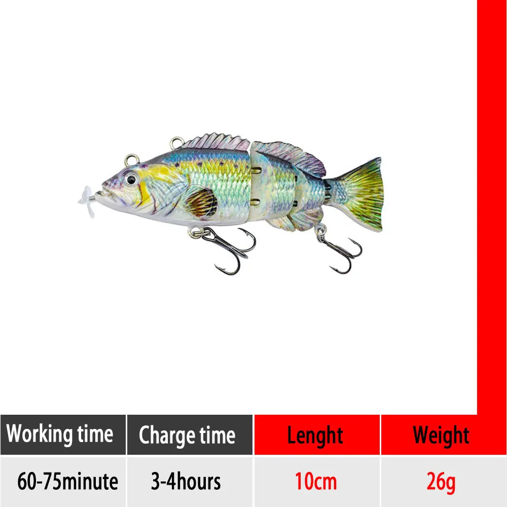 small 10cm Robotic Swimming Lures Fishing Auto Electric Lure Bait Wobblers For Swimbait USB Rechargeable Flashing LED light