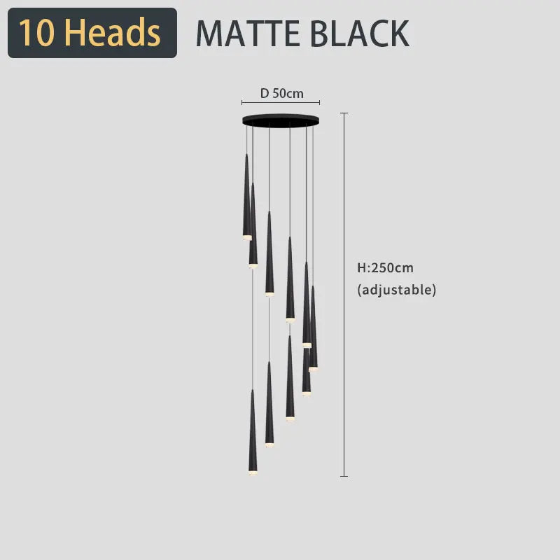 staircase Ceiling chandelier Home decor loft style modern nordic lamp led lights black pendant lamp 2021 Hanging light fixture