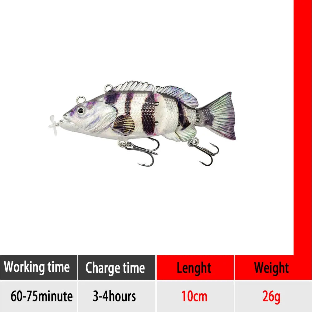small 10cm Robotic Swimming Lures Fishing Auto Electric Lure Bait Wobblers For Swimbait USB Rechargeable Flashing LED light