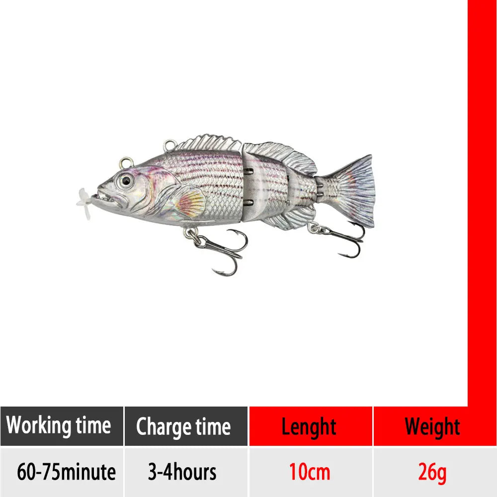 small 10cm Robotic Swimming Lures Fishing Auto Electric Lure Bait Wobblers For Swimbait USB Rechargeable Flashing LED light