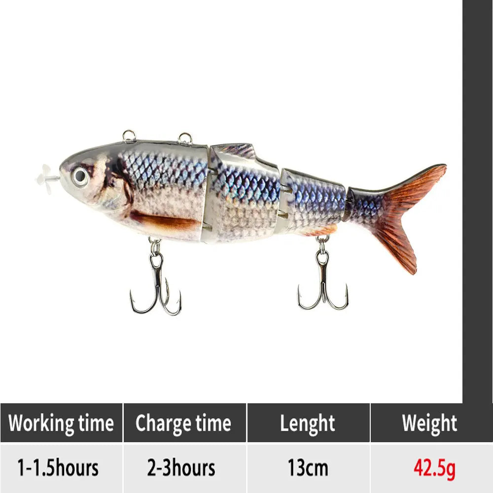 small 10cm Robotic Swimming Lures Fishing Auto Electric Lure Bait Wobblers For Swimbait USB Rechargeable Flashing LED light