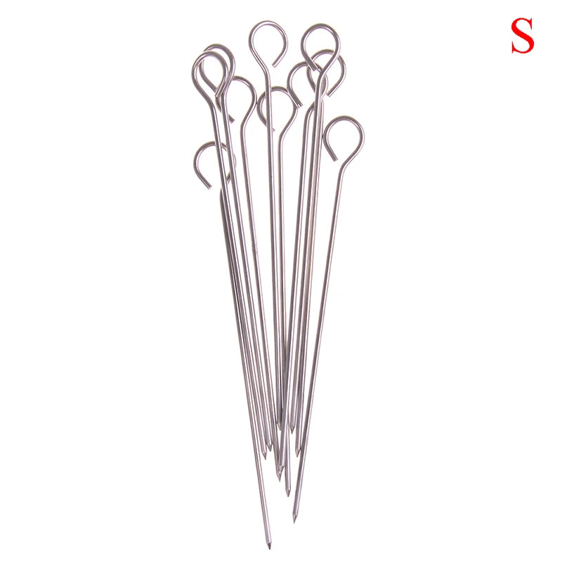 10pcs Outdoor Camping Picnic Meat Goose Round Roast Skewers Stick Stainless Steel BBQ Needle Barbeque Skewers Kitchen Utensils