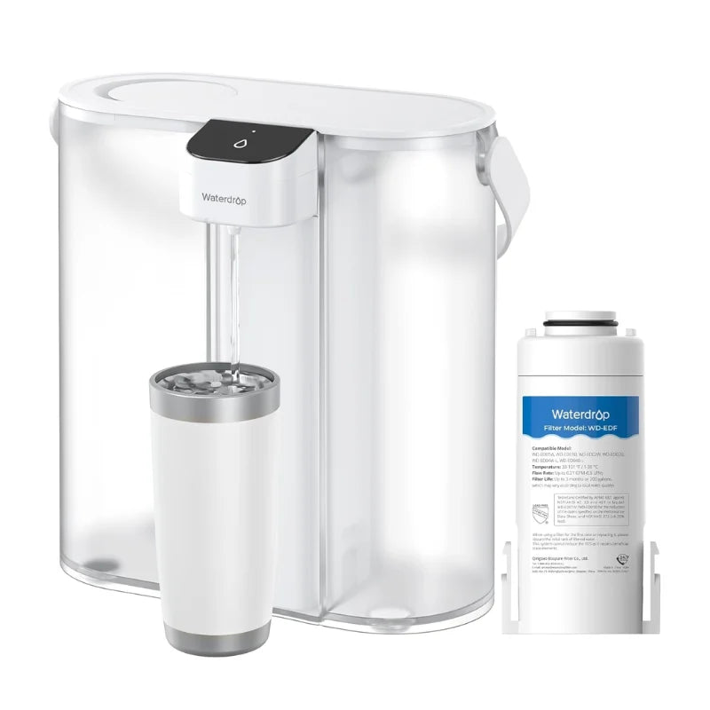 Waterdrop Compact Electric Water Filter Pitcher, 200-Gallon Rechargeable Powerful Dispenser, NSF/ANSI 42&53&401, Reduce PFAS