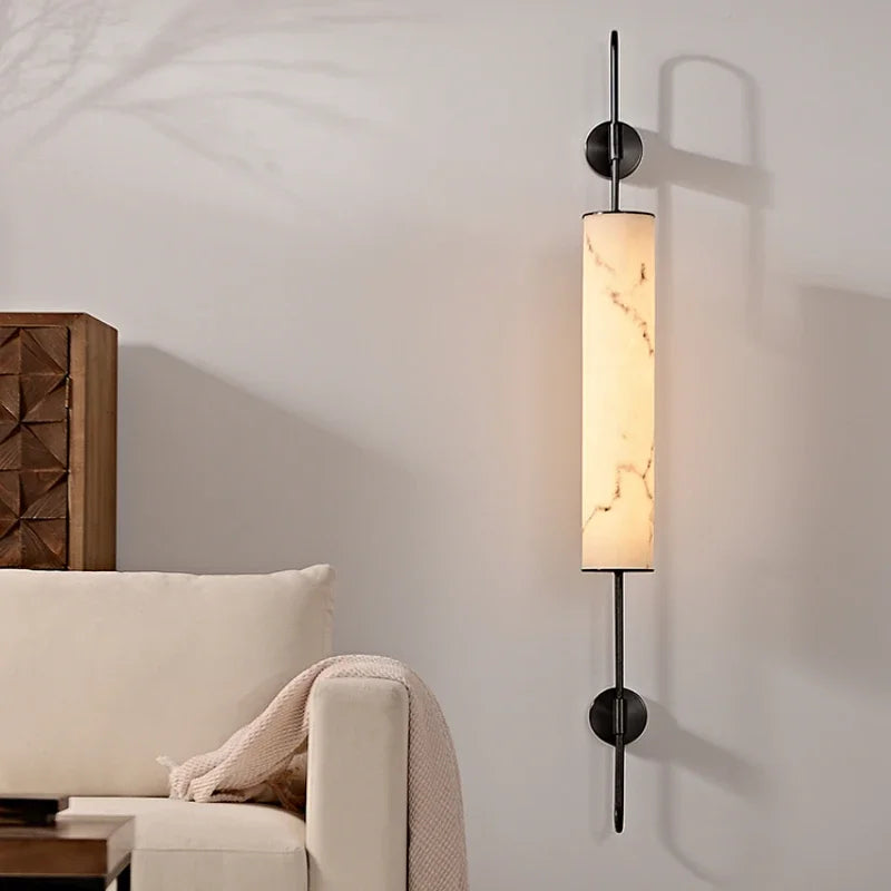 Retro Light Luxury Wall Lamp Imitation Marble Living Room TV Background Wall Lamp Chinese Style Bedroom Bedside Wall Lamp