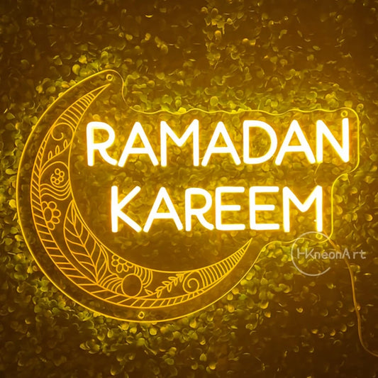 Custom Ramadan Kareem Neon Sign Light Wedding Party Home Bedroom Shop Crescent Islamic Home Yard Wall Art Decor Party Decor Gift