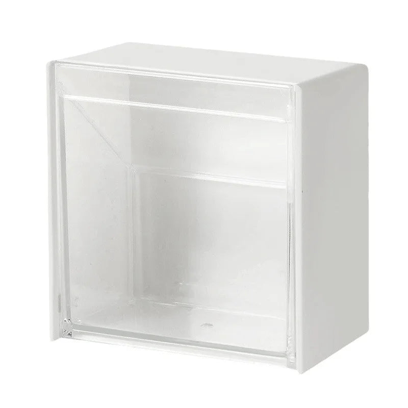 Bathroom Wall Mounted Flip Storage Box, Non Perforated Cotton Swab Stick Storage Box