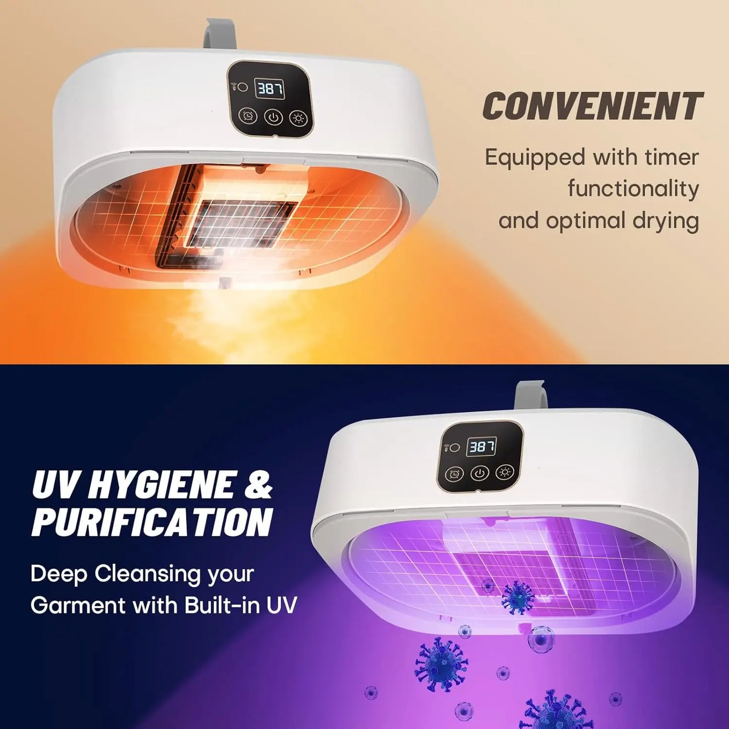Multifunctional Dryer Electric Clothes Dryer Portable Low-noise Foldable Laundry Dryer Warm air Heating clothing and timing mode
