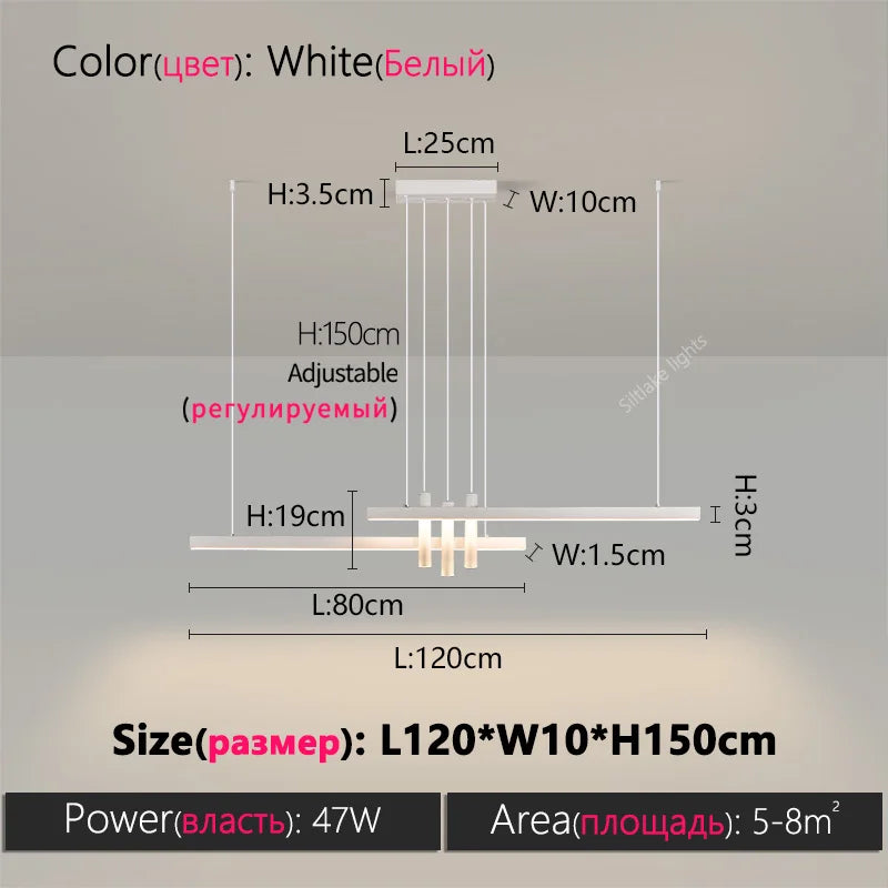 Modern light creative bar counter strip designer lamps LED Pendant Light  for Dining Table Kitchen Chandelier Memory Function