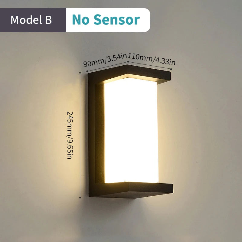 Led Outdoor Wall Light Waterproof IP66 Motion Sensor Led Outdoor Lighting Porch Lights Balcony Garden Lights Outdoor Wall Lamp