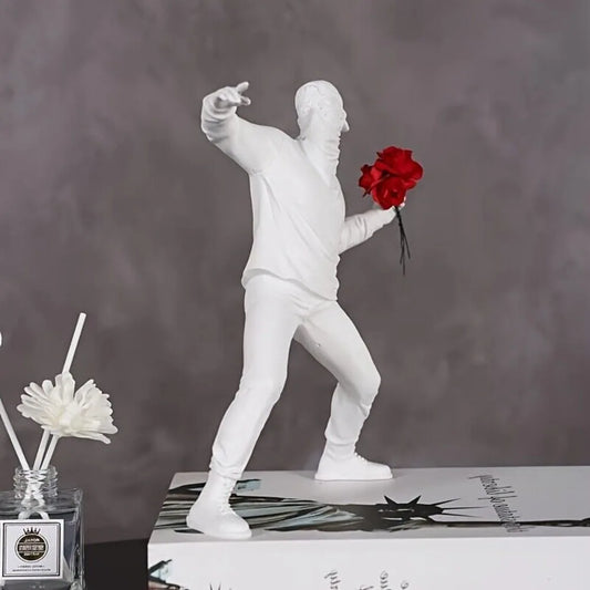 Flower Thrower Sculpture,Resin Statue for Home Decor, Modern Decorative Figurines for Living Room,Office Desk Bookshelf