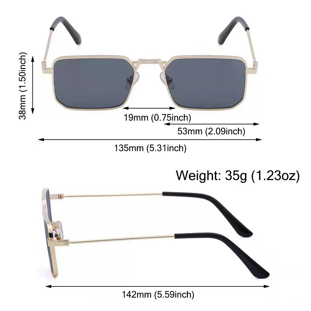 Fashion Small Rectangle Sunglasses Men Women Vintage Punk Square Driving Sun Glasses Luxury Brand Metal Frame Black Eyewear