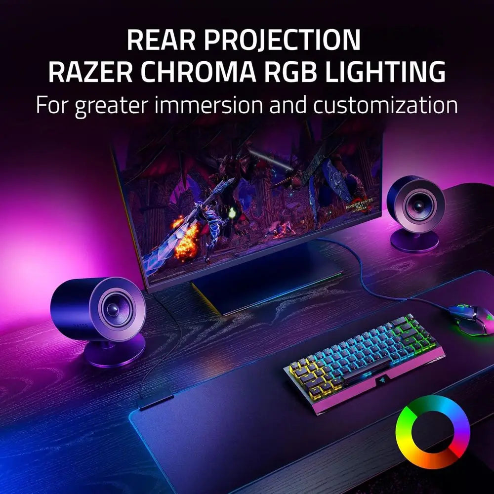 Full-Range 2.1 Gaming Speakers with Wired Subwoofer: THX Spatial Audio - RGB Lighting - 3 Drivers - 5.5 Down-firing Subwoofer -
