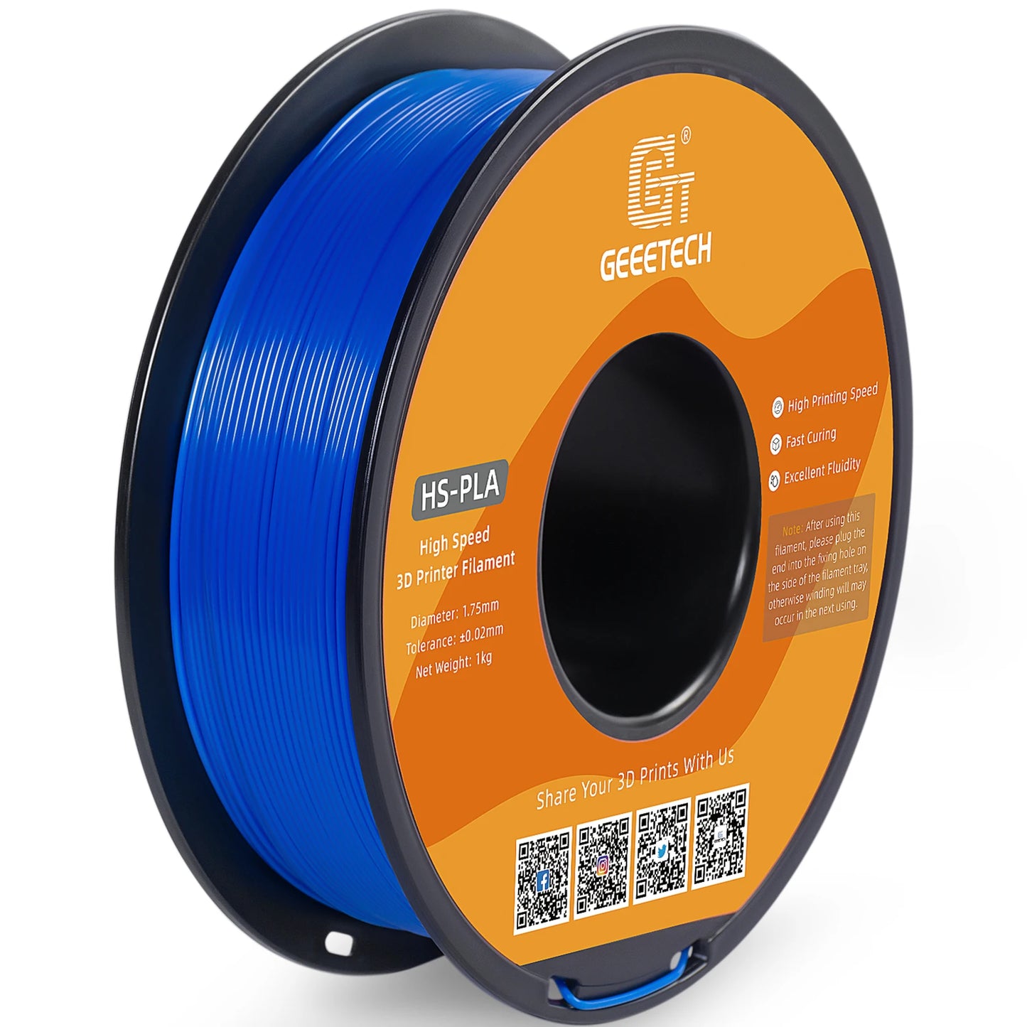 GEEETECH High-Speed PLA Filament 1.75mm 1kg 1 spool, Fast Curing, Better Liquidity, HS-PLA High-Speed 3D Printing Filament