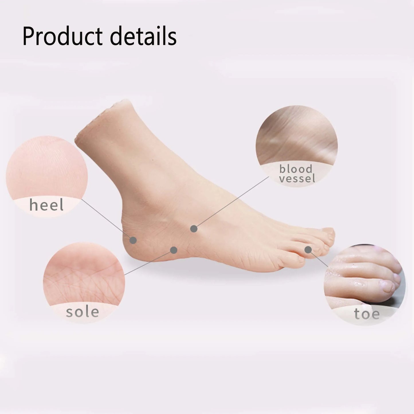 Zilasegy A Pair Silicone Feet Model Realistic Fake Foot Female Mannequin Display Sandal Shoe Sock Art Sketch Nail
