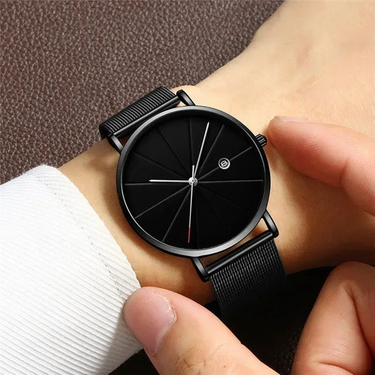 Men Watch Luxury Set Fashion Business Brown Quartz Wrist Watches for Men Gift Set Creative Waterproof Quartz Classic Watch