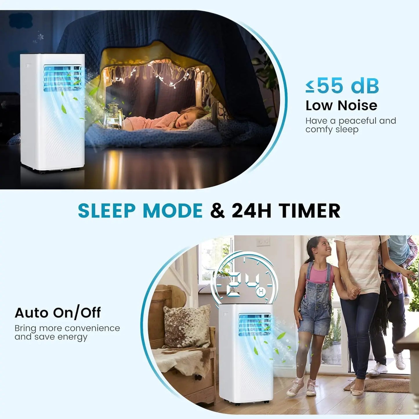 Portable Air Conditioner, 10000 BTU Powerful AC Unit with Remote Control and 4 Casters, 3-in-1 Air Cooler