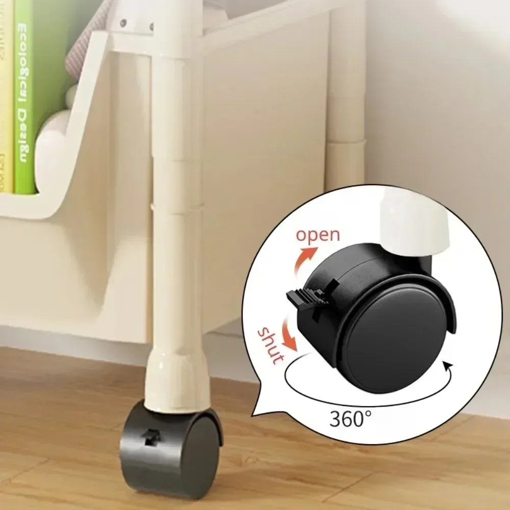 Trolley Bookshelf - Multifunctional Storage Rack with Narrow Design.  Kitchen Corners,  Bathroom and Living Room Storage,