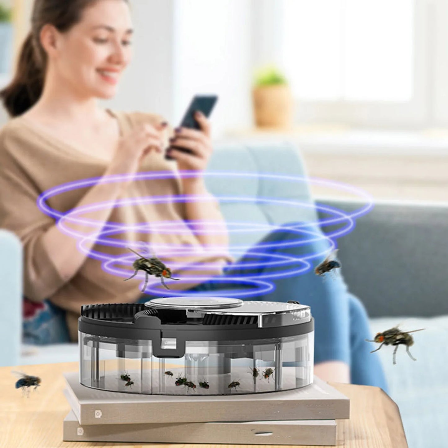 ABS Fly Catcher Pest Trap Device Fly Catcher Pest Trap Device USB Power Supply ABS Automatic Pest Catcher for Restaurant Kitchen