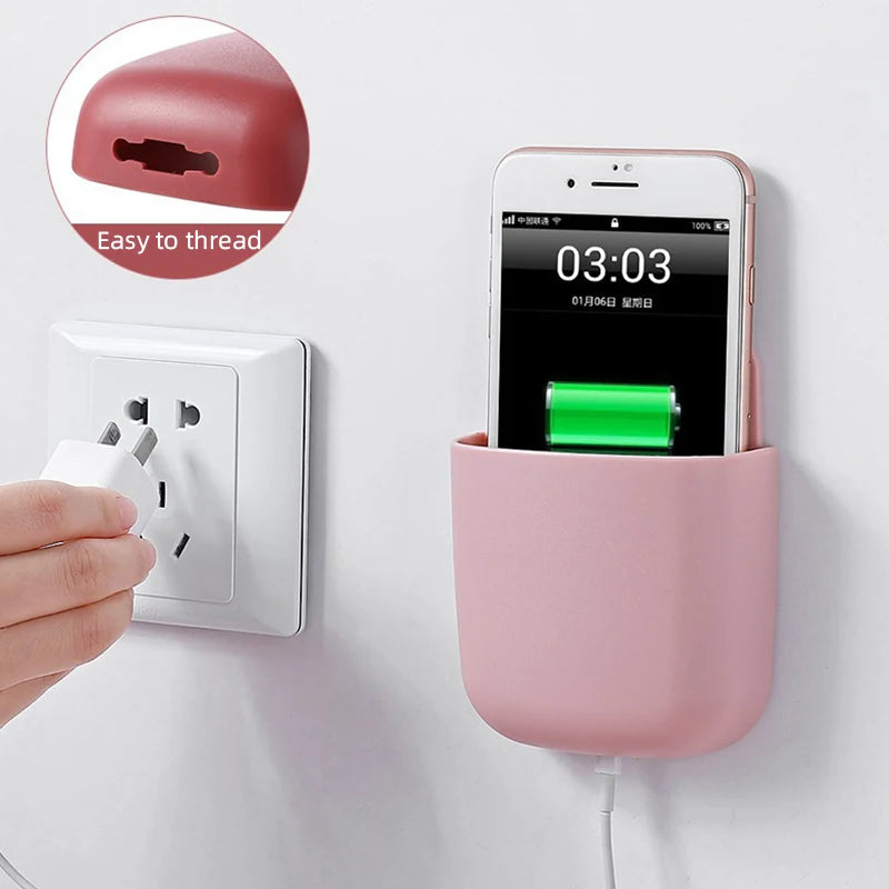 Wall Mounted Storage Box Household Living Room Remote Control Mobile Phone Plug Holder Bedside Storage Holder Organizer