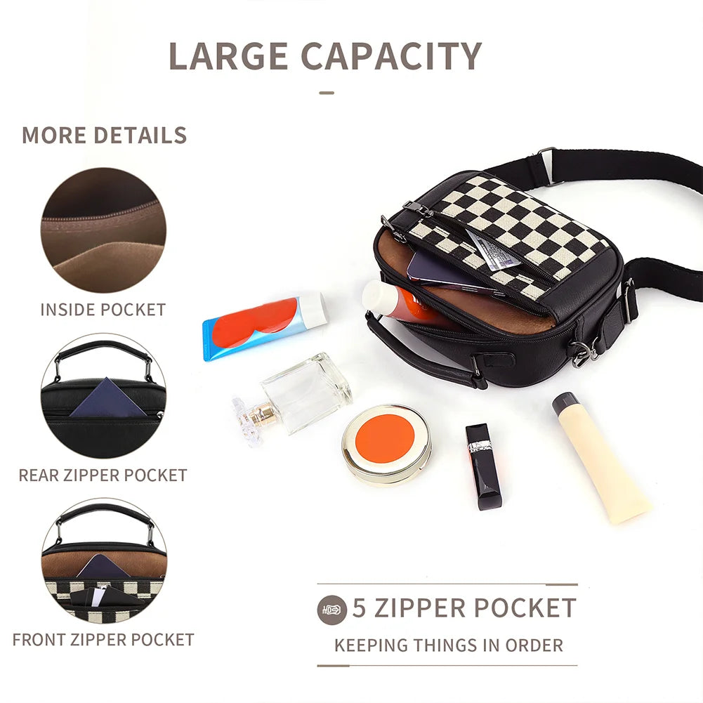Shoulder Bag PU Leather Zipper Closure Crossbody Bag for Women with Multi-Pocket Top Handle Bag Satchel Purse for Work Travel