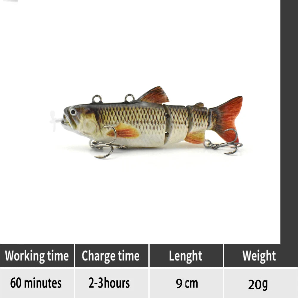 small 10cm Robotic Swimming Lures Fishing Auto Electric Lure Bait Wobblers For Swimbait USB Rechargeable Flashing LED light