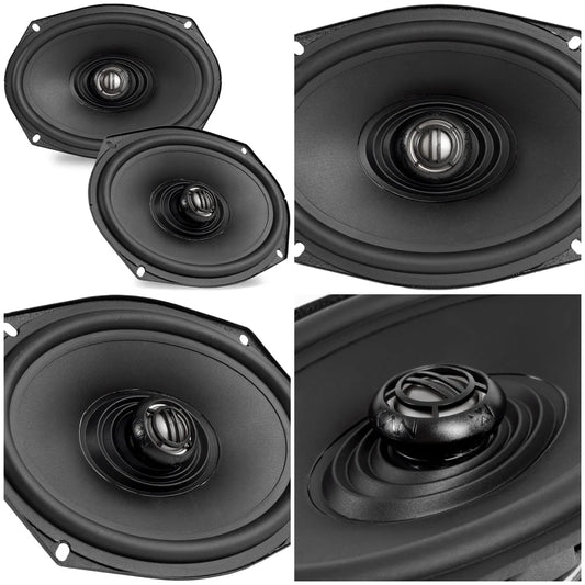 XFHD69L 6x9' Motorcycle Speakers, 800W Peak, 2-Ohm Coaxial with Titanium Tweeters, Waterproof, for Harley-Davidson 1998+ (Pair)
