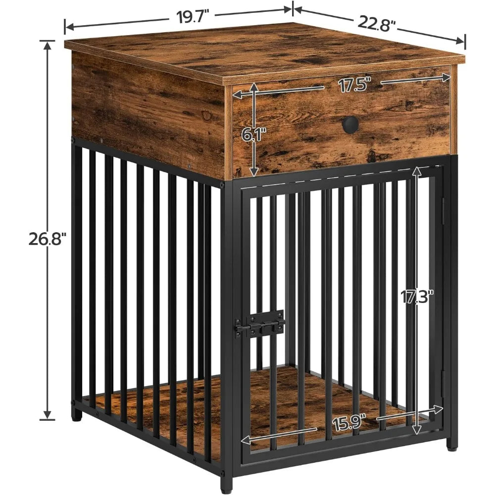 Crate, wooden dog house, kennel with drawers, indoor pet crate nightstand for puppies, steel pipe puppy cage, chewy