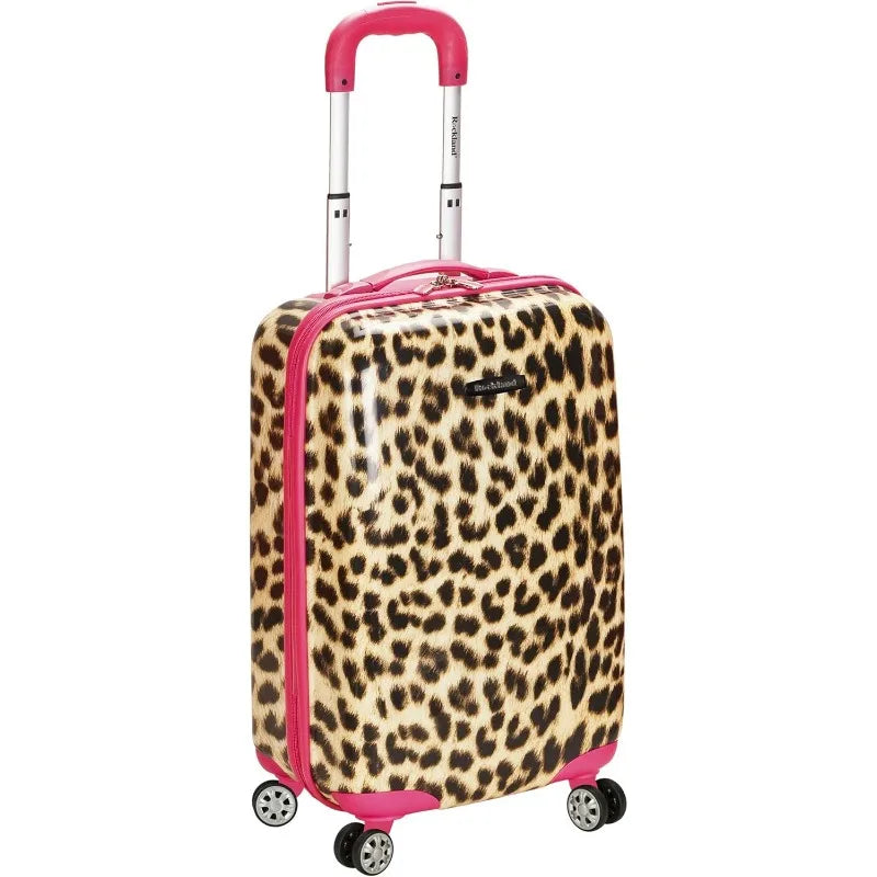 Safari Hardside Spinner Wheel Luggage, Magenta Leopard, Carry-On 20-Inch
