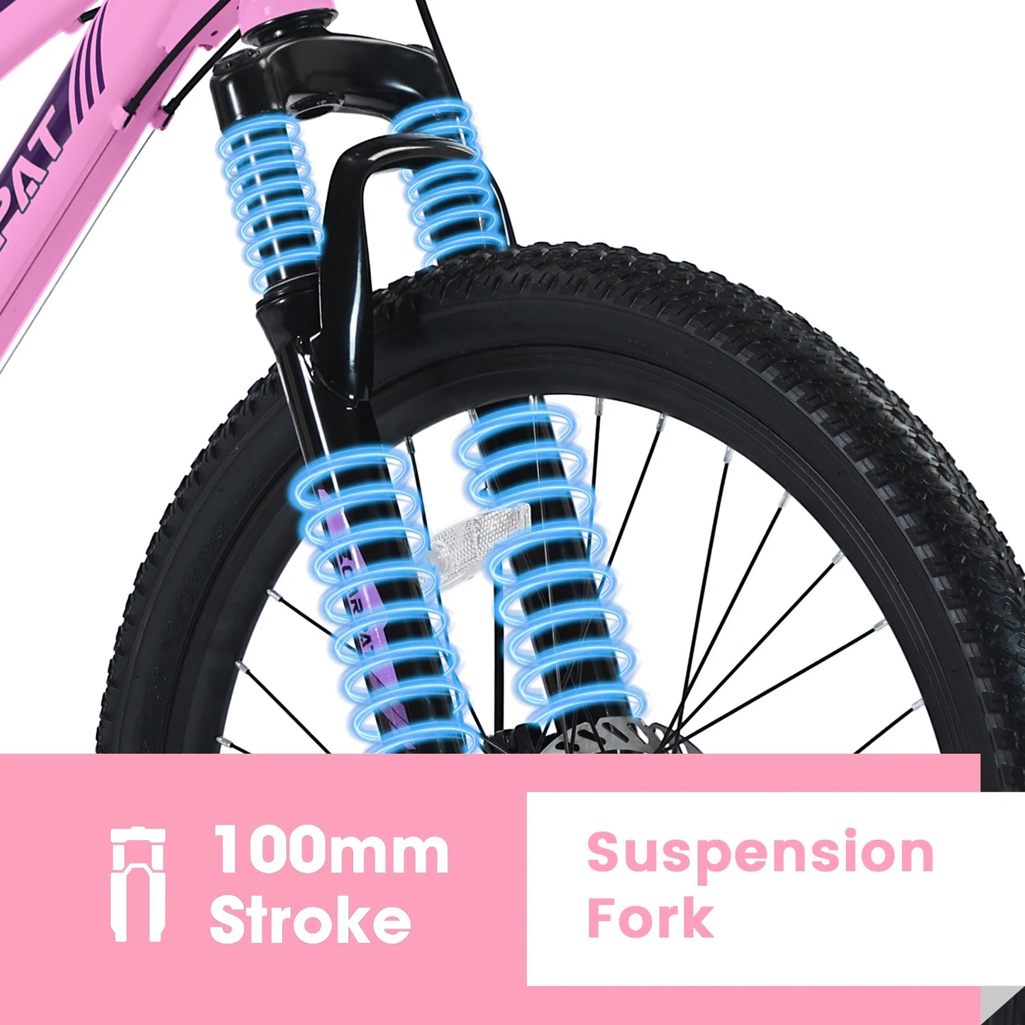 24/26 inch Mountain Bike Girls Women, 21 Speeds Mountain Bicycle with Steel Frame, Dual Disc Brakes and 100mm Front Suspension