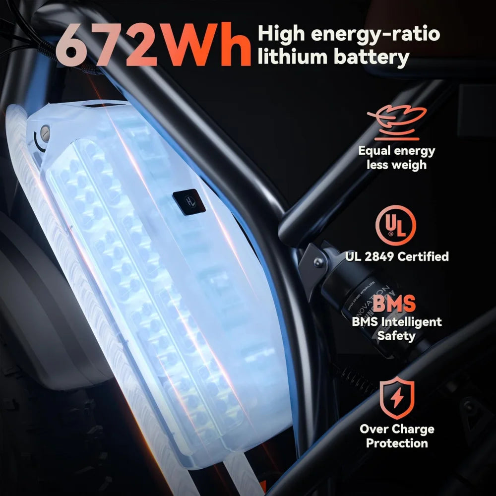 Electric Bike for Adults X50, 1200W Brushless Dual Motor, Max 50-150 Miles,48V 31Ah, 20'' Fat Tire Electric Motorcycle