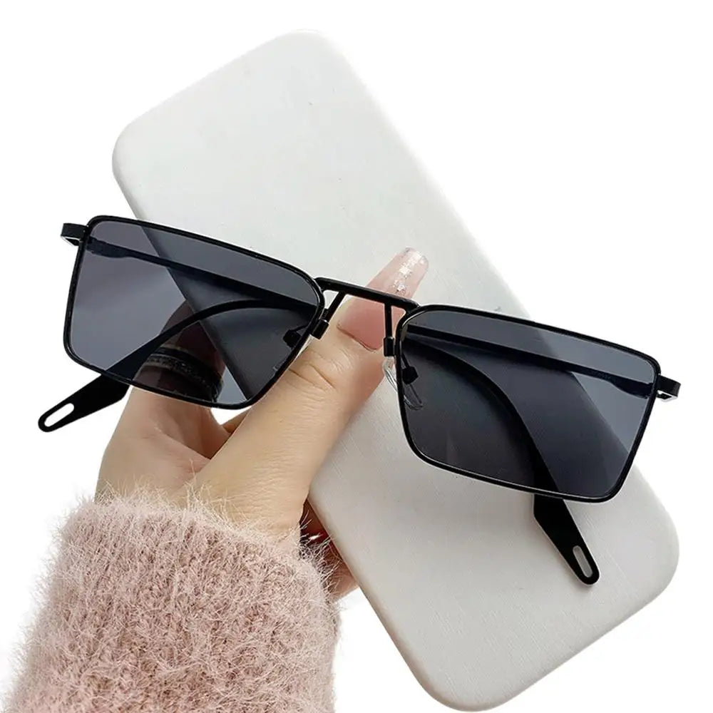 Fashion Small Rectangle Sunglasses Men Women Vintage Punk Square Driving Sun Glasses Luxury Brand Metal Frame Black Eyewear