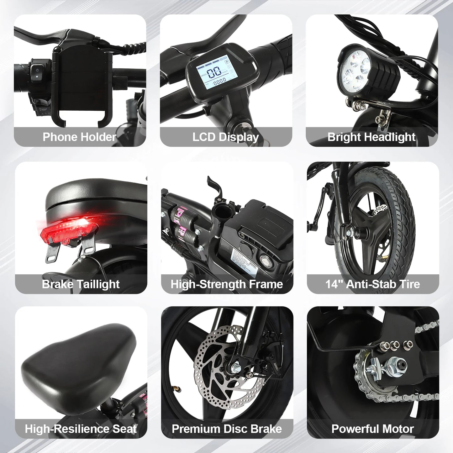 Foldable Ebike for Adults, 2000W/1000W, 40/28MPH, 52V 25Ah, 48V 15Ah, 60-80 Miles Range 14" Commuter Adult Electric Bicycle