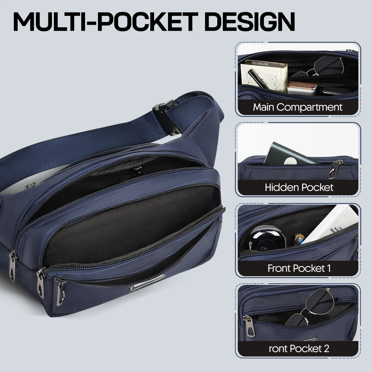 Waist Bag Men's Casual Crossbody Bag Fanny Pack Fashion Belt Bum Bag Travel Running Sports Mobile Phone Bag