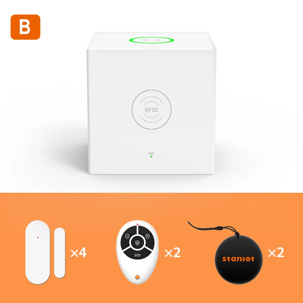 Staniot Tuya Smart Wireless WiFi Home Security Alarm System Built-in Siren Alexa Mobile APP Control With 18 Doorbell Ringtones