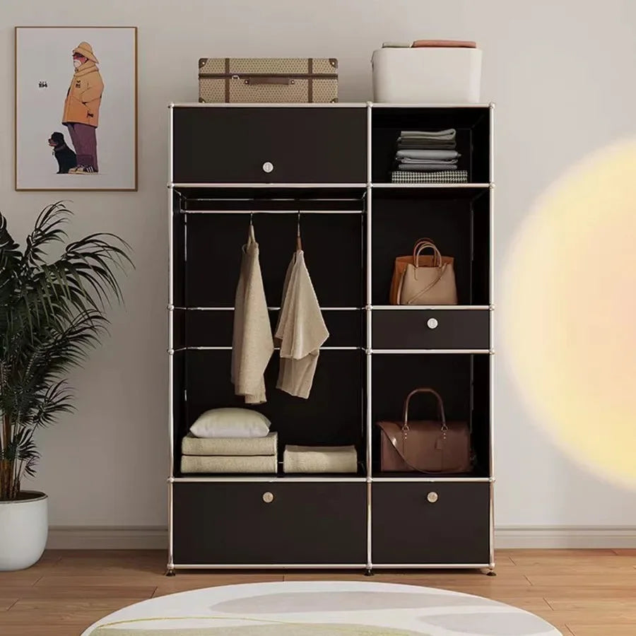 Modern USM Module Wardrobe Floor Coat Rack Household Small Apartment Stainless Steel Hanger Bedroom Storage Cabinet Closet