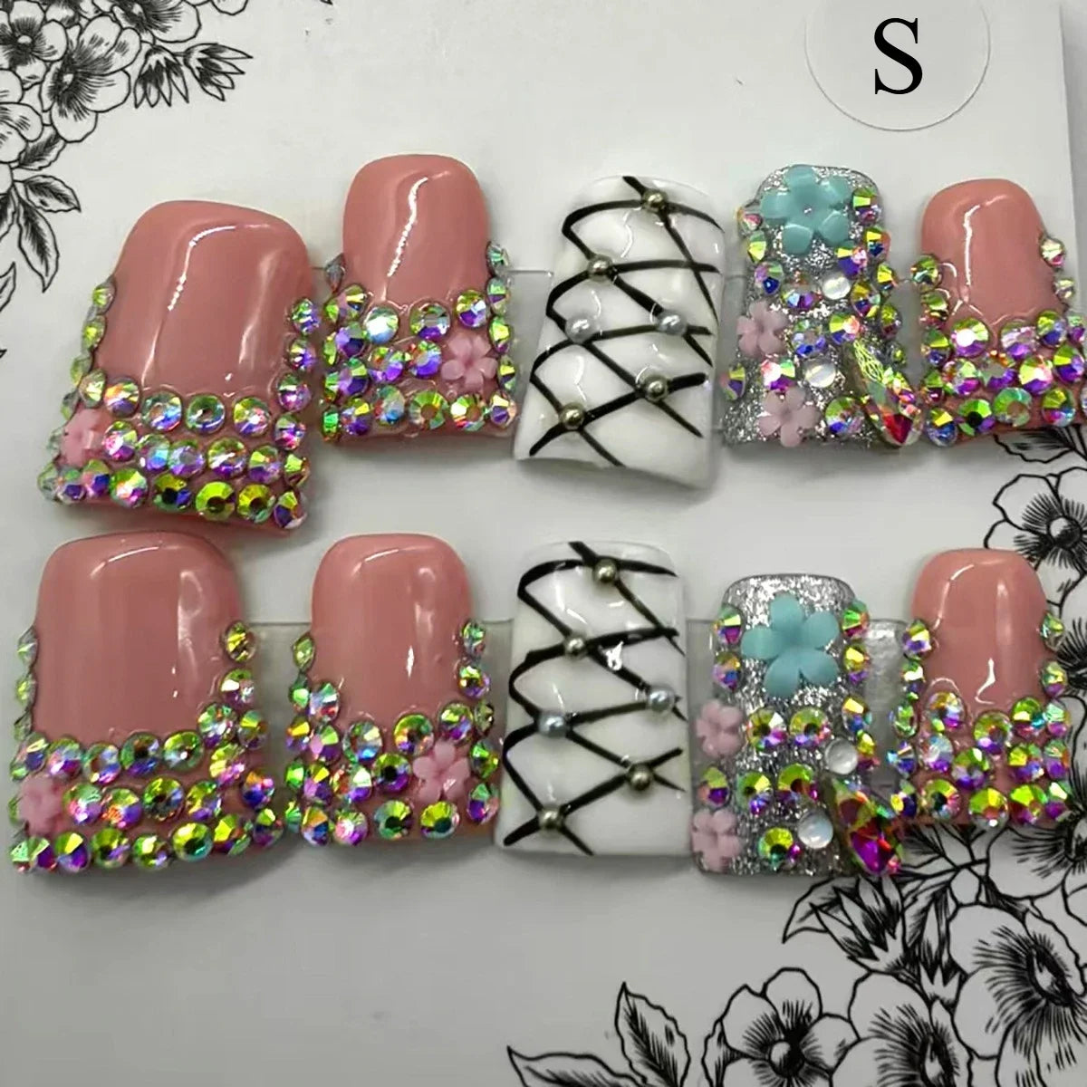 10pcs Handmade Duck Press on Nails Y2K False Nails Leopard Print Fake Nail Tips Short French Design Ins Spice Girl Wearable