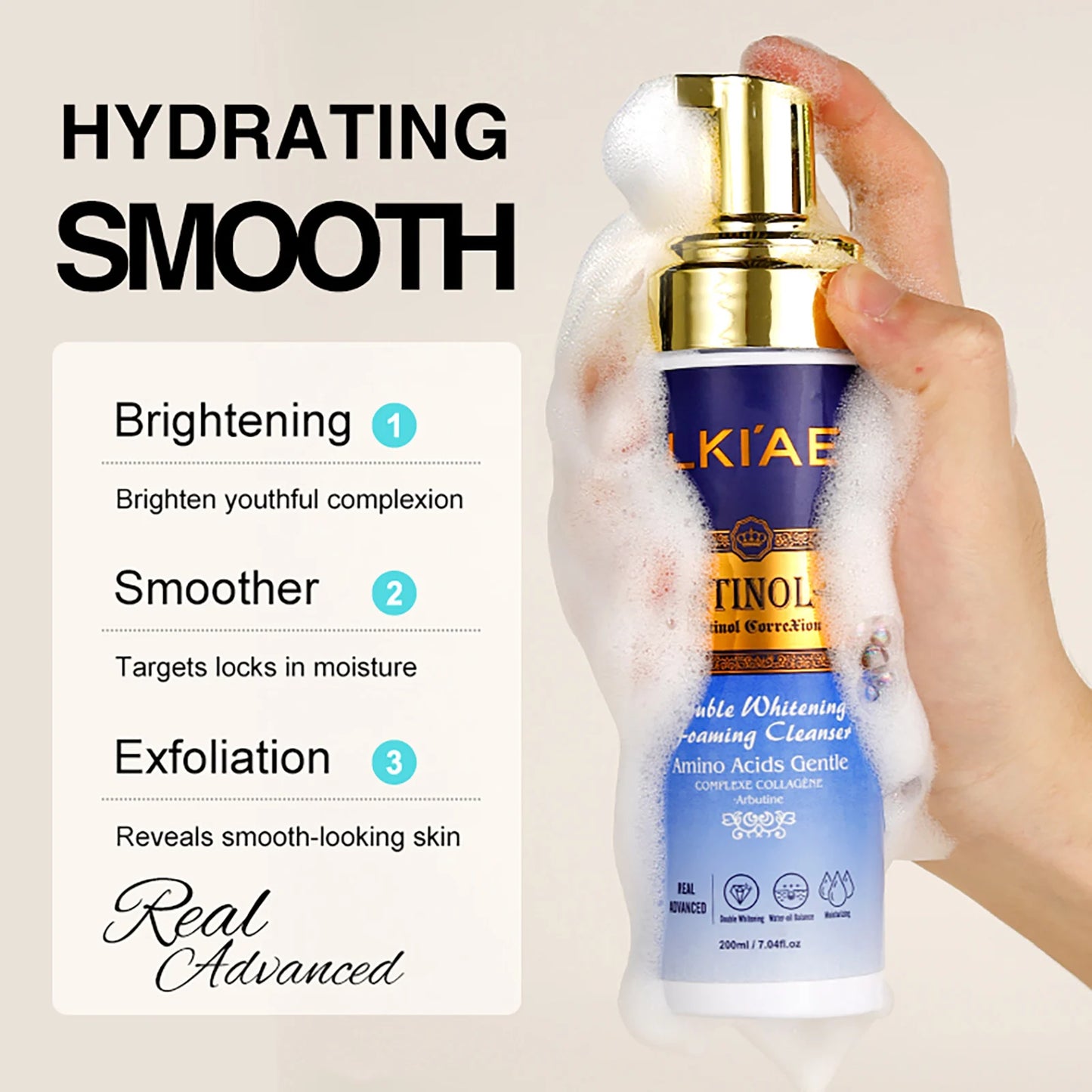 LKIAE Real Retinol Whitening Skin Care Set, Moisturizing, Reduce Wrinkles, Dark Spots, Anti-Aging, With Collagen, Snail Extract