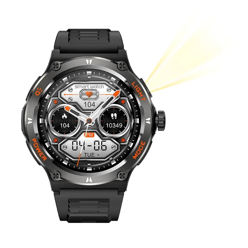 Waterproof Smartwatch with LED Flashlight Outdoor Sports Smartwatch Heart Rate/Sleep Monitor Fitness Tracker for Men and Women